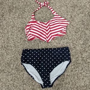 Ava and Viv Red White and Blue swim set 16/18